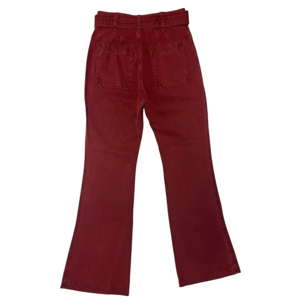 Free People Corin Mod Red Wine Slim Flare Pants Women's Size 0